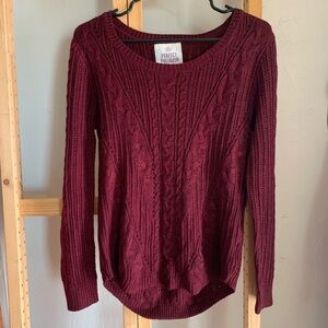 SO Women's Deep Red Cable Knit Sweater